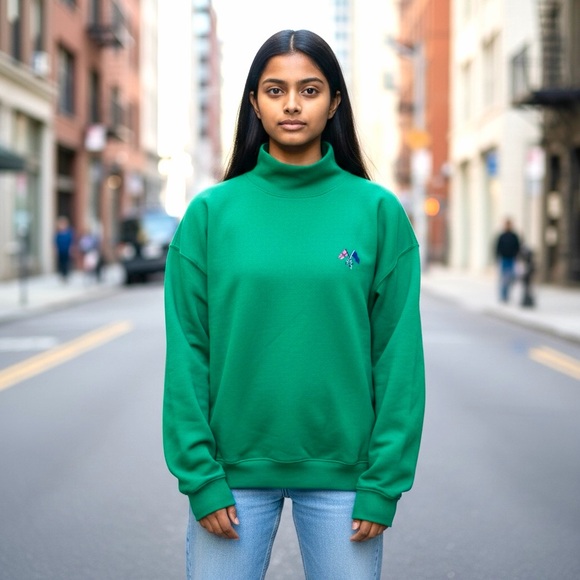 GAP Fleece Women’s Emerald Green Turtleneck Sweater Pullover Long Sleeve Size S - Picture 1 of 10